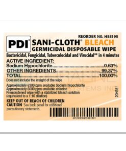 SKU# H58195 Sani-Cloth Bleach Wipe, 5"x7", Individual Pack, 40/bx, per bx