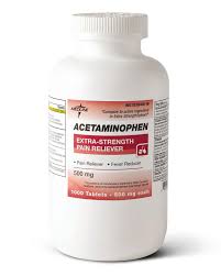 SKU# OTC20110- Acetaminophen Tablets, 500 mg (1000/btl) per bottle