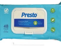 SKU# WW091248NEW - PRESTO Disposable Adult Wipe 8x12 (48/pk, 12pk/cs), cs